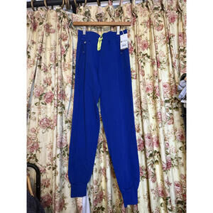FIGS Women's Blue Joggers with Neon Drawstring - Size XXS